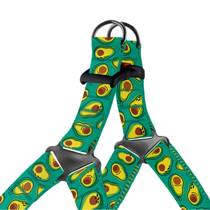 Шлея для собак BronzeDog Urban Fruits нейлоновая Авокадо, M 45-56 см