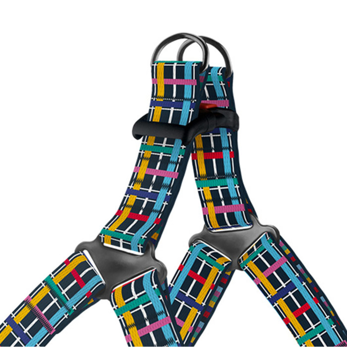 Шлея для собак BronzeDog Urban Art нейлоновая Клетка, S 40-53 см