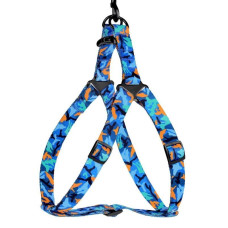 Шлея для собак BronzeDog Urban Camo нейлоновая, Синяя S 40-53 см