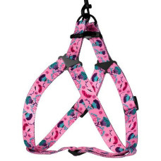 Шлея для собак нейлоновая BronzeDog Urban Цветы, Розовая 2XS 24-30 см