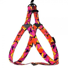 Шлея для собак BronzeDog Urban Camo нейлоновая, Розовая S 40-53 см