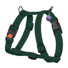 Шлея для Собак Barksi Urban Нейлоновая Н-образная с QR-адресником Вышиванка Зеленая S 36-60 см