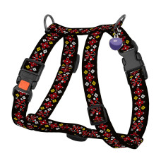 Шлея для Собак Urban Нейлонова Н-подібна з QR-адресником Вишиванка Чорна S 36-60 см