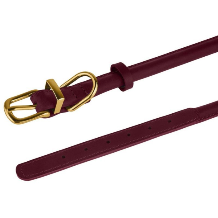 Нашийник для собак круглий шкіряний Crazy бордовий M, 30-40 см