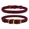 Ошейник для собак круглый кожаный BronzeDog Crazy бордовый XS, 18-25 см