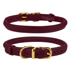 Нашийник для собак круглий шкіряний Crazy бордовий L, 38-48 см