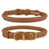 Ошейник для собак круглый кожаный BronzeDog Crazy светло-коричневый XS, 18-25 см