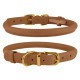 Ошейник для собак круглый кожаный BronzeDog Crazy светло-коричневый M, 30-40 см