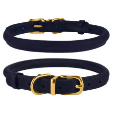 Нашийник для собак круглий шкіряний Crazy темно-синій XS, 18-25 см