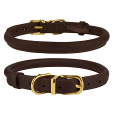Ошейник для собак круглый кожаный BronzeDog Crazy темно-коричневый XS, 18-25 см