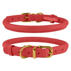 Ошейник для собак круглый кожаный BronzeDog Crazy розовый XS, 18-25 см