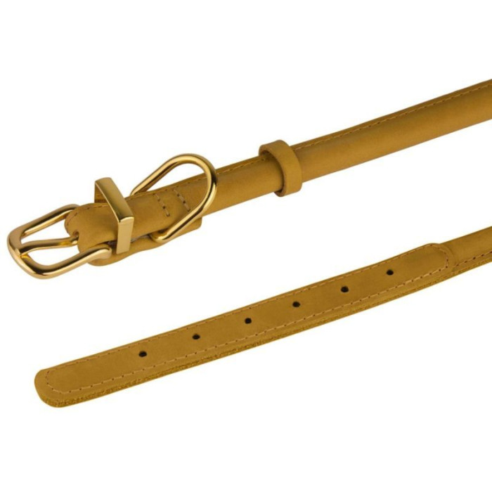 Ошейник для собак круглый кожаный BronzeDog Crazy горчичный XS, 18-25 см