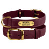 Нашийник для собак шкіряний Crazy бордовий XS, 19-25 см