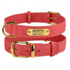 Нашийник для собак шкіряний Crazy рожевий XS, 19-25 см