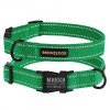 Ошейник для собак Bronzedog Сotton рефлекторный х/б брезент c металлической пряжкой, Изумрудный S 25-33 см