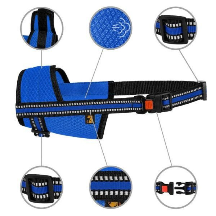 Намордник для Собак Mesh дихаючий регульований 3D сітка Синій S 14 - 20 см