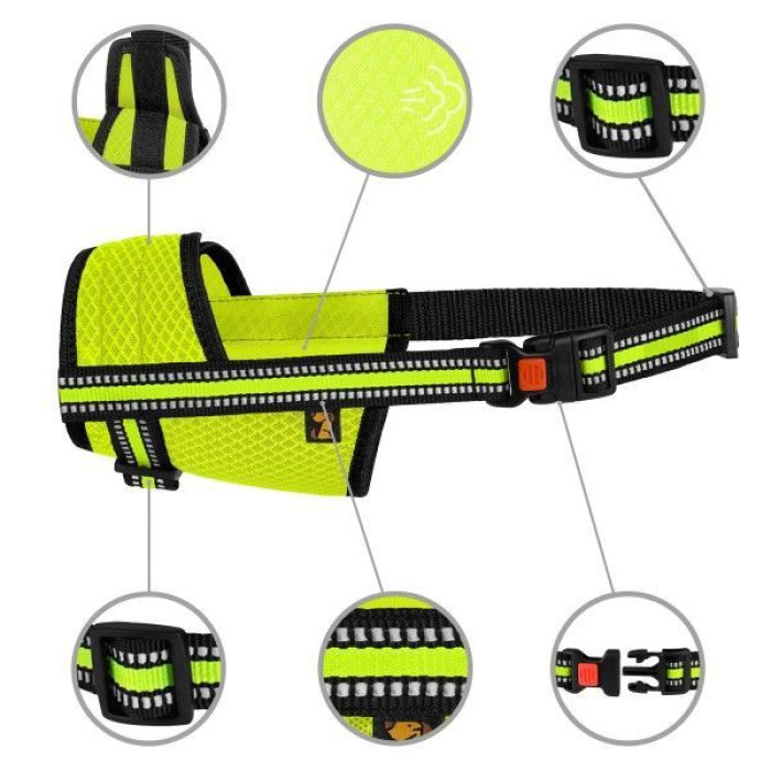 Намордник для Собак Bronzedog Mesh дышащий регулируемый 3D сетка Лимонный L 25 - 34 см