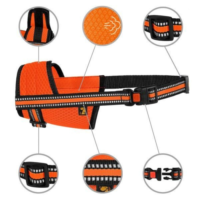 Намордник для Собак Bronzedog Mesh дышащий регулируемый 3D сетка Оранжевый S 14 - 20 см