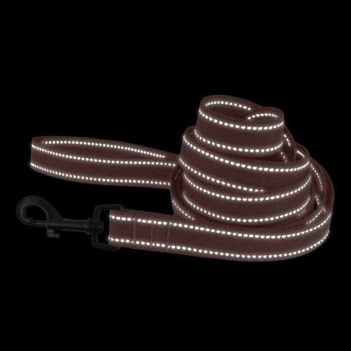 Поводок для собак Bronzedog Сotton рефлекторный х/б брезент Стандарт, Оранжевый M 200 см, 2 см