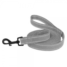 Поводок для собак Bronzedog Сotton рефлекторный х/б брезент Стандарт, Серый L 200 см, 2,5 см