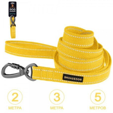 Поводок для собак Bronzedog Сotton рефлекторный х/б брезент, Желтый 2 м, 1,6 см