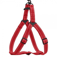 Шлея для Собак BronzeDog Сotton Стандарт Рефлекторная х/б Брезент Красная S, 40-53 см