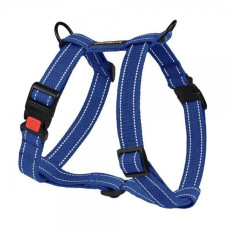 Шлея для Собак BronzeDog Сotton Н-образная Рефлекторная х/б Брезент Синяя S 40-53 см
