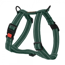 Шлея для Собак BronzeDog Сotton Н-образная Рефлекторная х/б Брезент Зеленая S 40-53 см