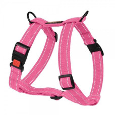Шлея для Собак BronzeDog Сotton Н-образная Рефлекторная х/б Брезент Розовая S 40-53 см