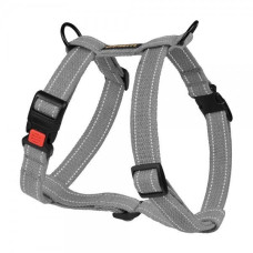 Шлея для Собак BronzeDog Сotton Н-образная Рефлекторная х/б Брезент Серая S 40-53 см
