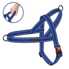 Шлея для Собак BronzeDog Сotton х/б Брезент Рефлекторная Скандинавская Синяя S 32-38 см