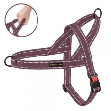 Шлея для Собак BronzeDog Сotton х/б Брезент Рефлекторная Скандинавская Черри S 32-38 см