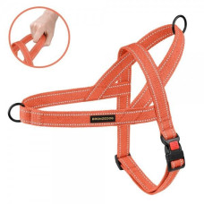 Шлея для Собак BronzeDog Сotton х/б Брезент Рефлекторная Скандинавская Оранжевая S 32-38 см