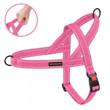 Шлея для Собак BronzeDog Сotton х/б Брезент Рефлекторная Скандинавская Розовая S 32-38 см