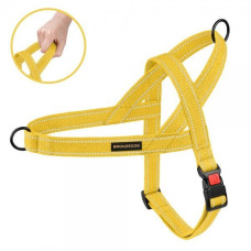 Шлея для Собак BronzeDog Сotton х/б Брезент Рефлекторная Скандинавская Желтая S 32-38 см