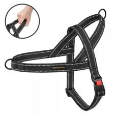 Шлея для Собак BronzeDog Сotton х/б Брезент Рефлекторная Скандинавская Графит S 32-38 см