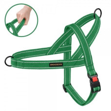 Шлея для Собак BronzeDog Сotton х/б Брезент Рефлекторная Скандинавская Изумрудная S 32-38 см