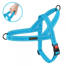 Шлея для Собак BronzeDog Сotton х/б Брезент Рефлекторная Скандинавская Голубая S 32-38 см