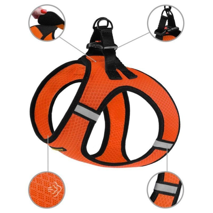 Шлея для собак Bronzedog Mesh Vest 3D сетка, Оранжевая S 34 см 42 см