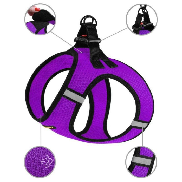 Шлея для собак Bronzedog Mesh Vest 3D сетка, Фиолетовая L 43 см 53 см