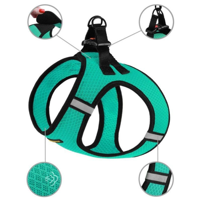 Шлея для собак Bronzedog Mesh Vest 3D сетка, Ментоловая M 42 см 47 см