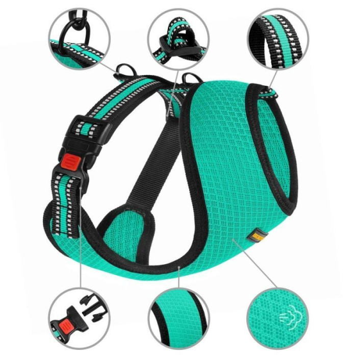 Шлея для Дрібних Порід Собак Mesh, Ментолова M 40-46 см
