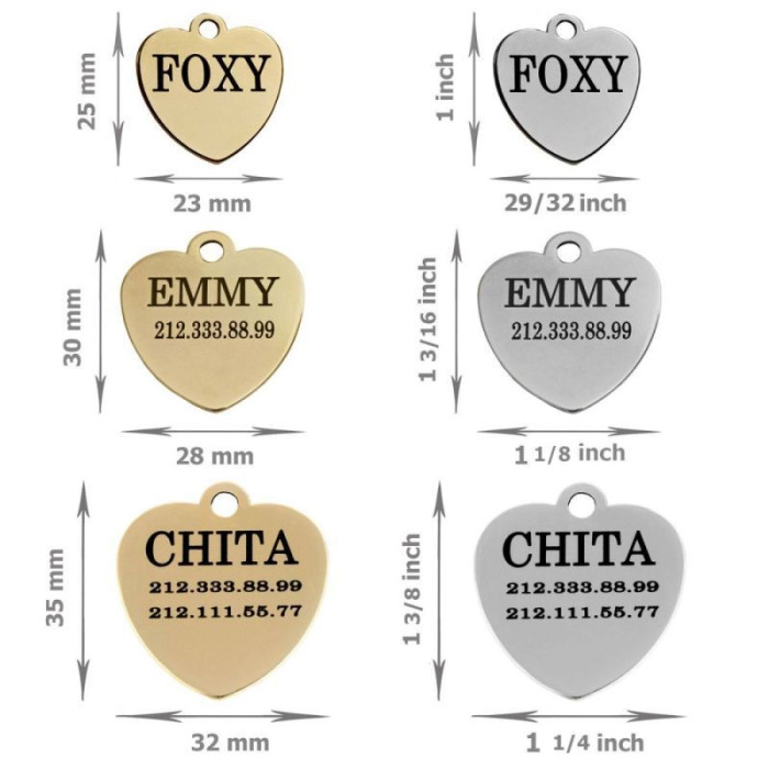 Адресник BronzeDog из Нержавеющей Стали Сердце  