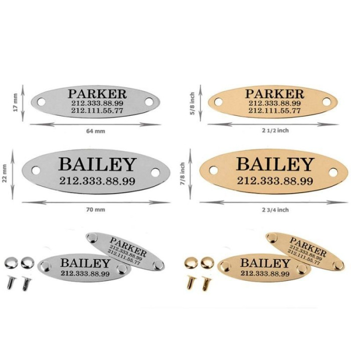 Адресник для собак и котов BronzeDog на заклепках Сталь