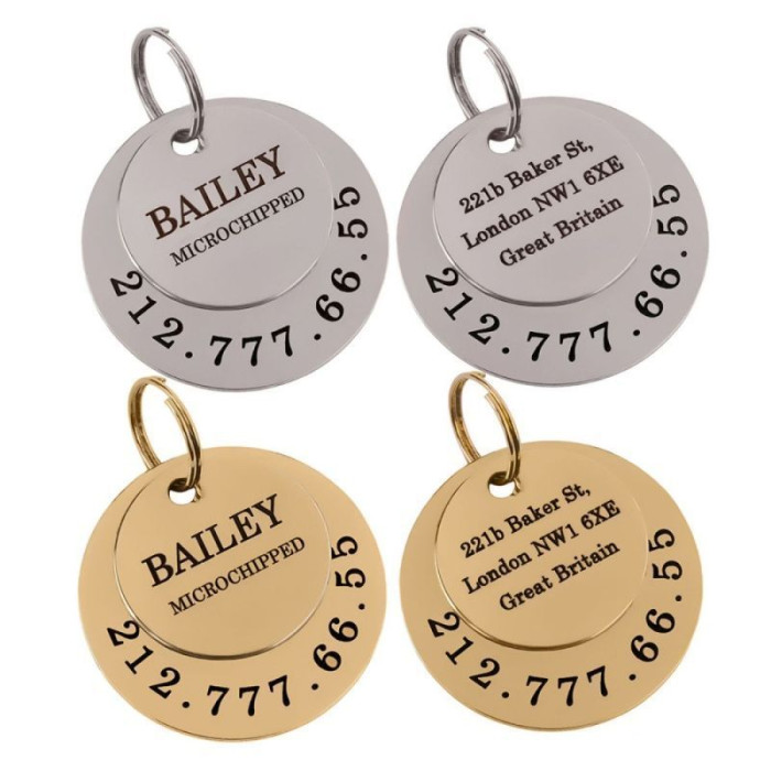 Адресник для Собак з Нержавіючої Сталі та Латуні Подвійний