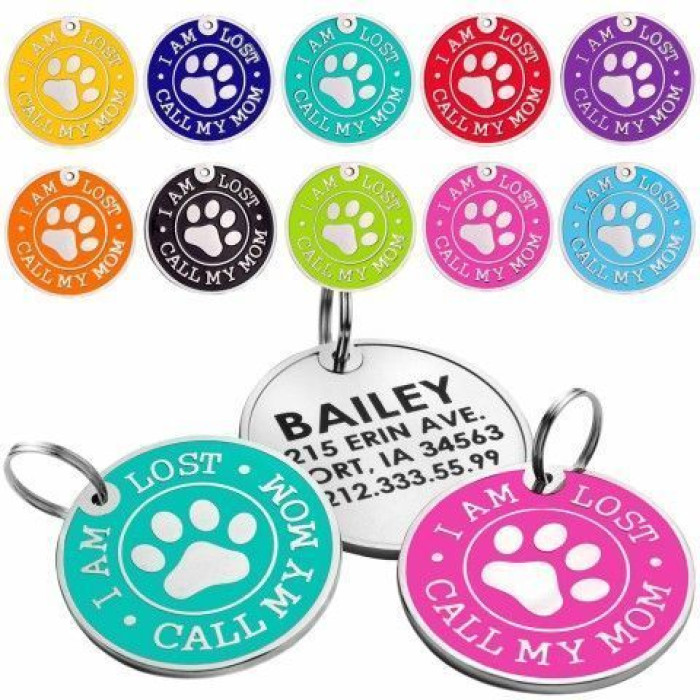 Эмалированный Адресник для Собак BronzeDog Call My Mom Бирюзовый