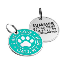 Эмалированный Адресник для Собак BronzeDog Call My Mom Бирюзовый