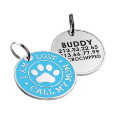 Емальований Адресник для Собак Call My Mom Блакитний