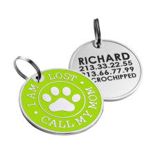 Эмалированный Адресник для Собак BronzeDog Call My Mom Салатовый