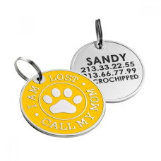 Эмалированный Адресник для Собак BronzeDog Call My Mom Желтый